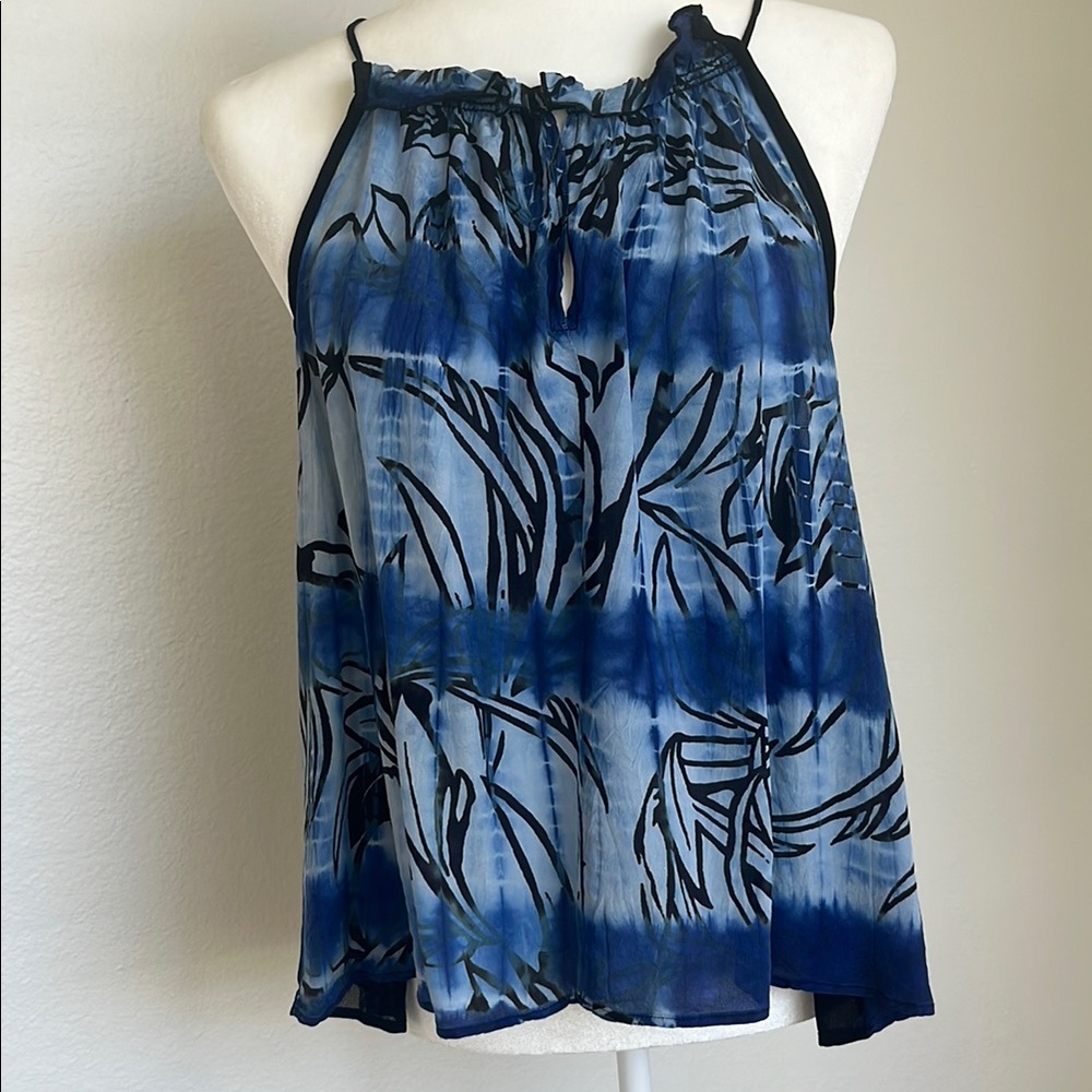 Flowers of Romance Blue and Black silk Women's  Top